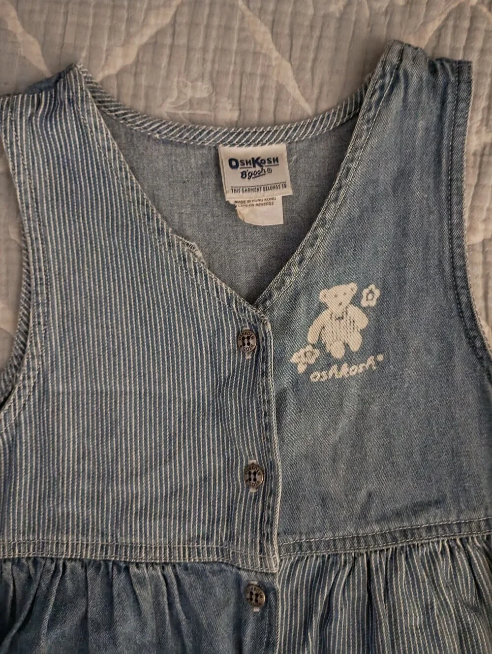 Vintage Oshkosh Blue Pinstripe Cotton Denim Dress 6Y